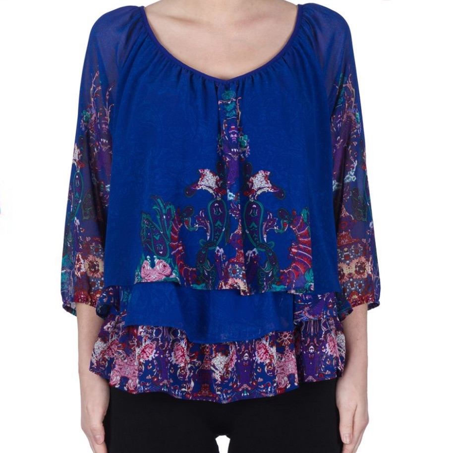 Joseph Ribkoff Nwot Vibrant Blue/Multi Top